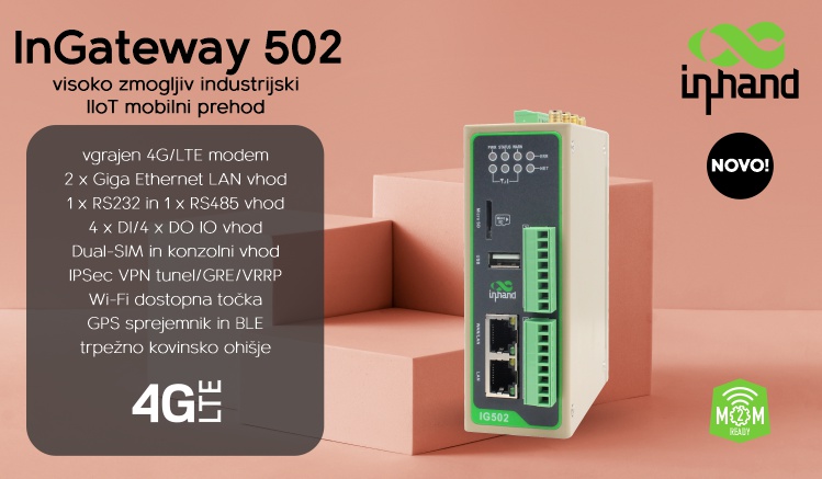 InHand Networks | InGateway 502 - visoko zmogljiv 4G/LTE M2M mobilni prehod