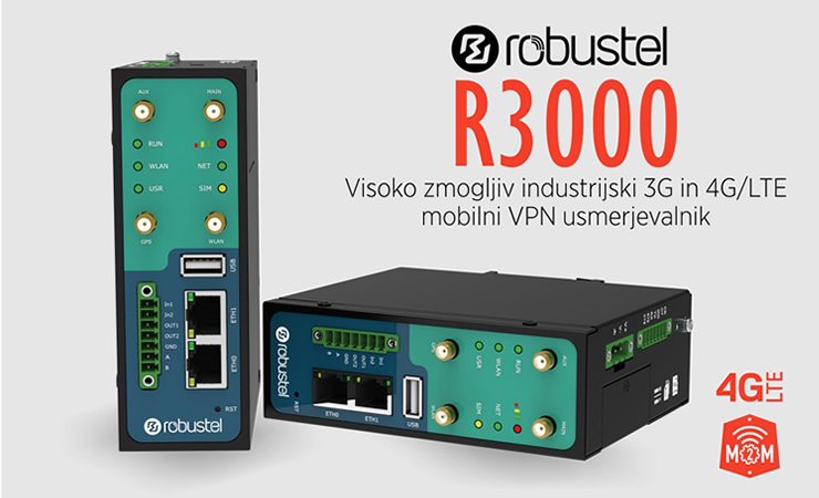 Robustel | R3000 - visoko zmogljiv industrijski Dual SIM mobilni VPN usmerjevalnik za 3G in 4G/LTE omrežja
