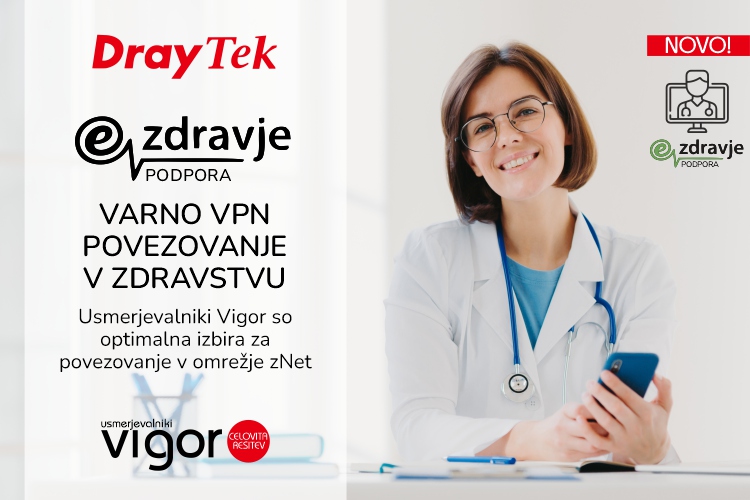 Usmerjevalniki Draytek Vigor sedaj s podporo za varno VPN povezovanje v zNet omrežje