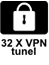 Vgrajenih 32 VPN tunelov