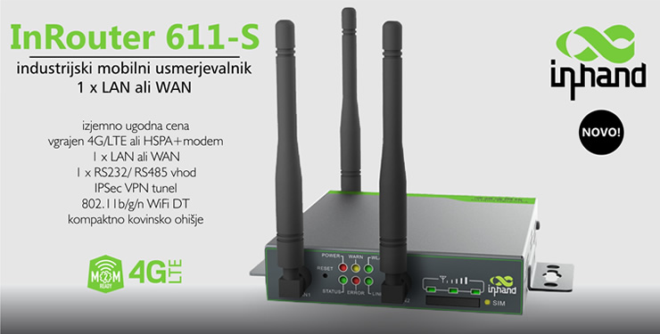 InHand Networks | InRouter 611-S - industrijski 4G/LTE mobilni usmerjevalnik z odlinim razmerjem med ceno in kvaliteto