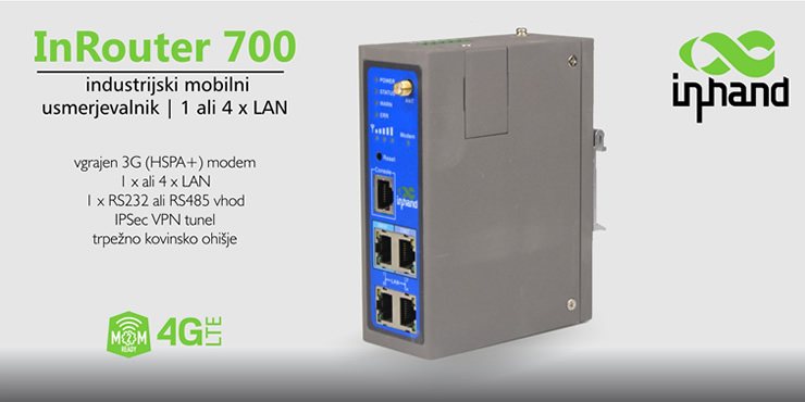 InHand Networks | InRouter 700 - industrijski 3G mobilni usmerjevalnik | 1 ali 4 x LAN