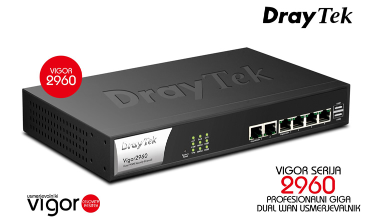 Draytek | Vigor Serija 2960 - profesionalni Gigabitni DualWAN usmerjevalnik, VPN koncentrator, centralni firewall
