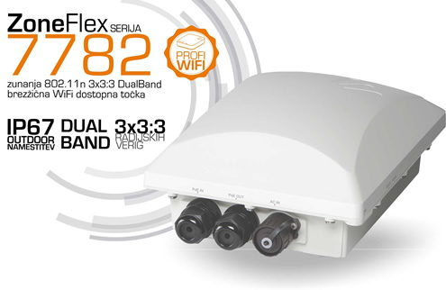 Ruckus Wireless | ZoneFlex serija 7782 - visoko zmogljive 802.11n DualBand WiFi dostopne to�ka za zunanjo (outdoor) namestitev | 3x3:3 radijske verige